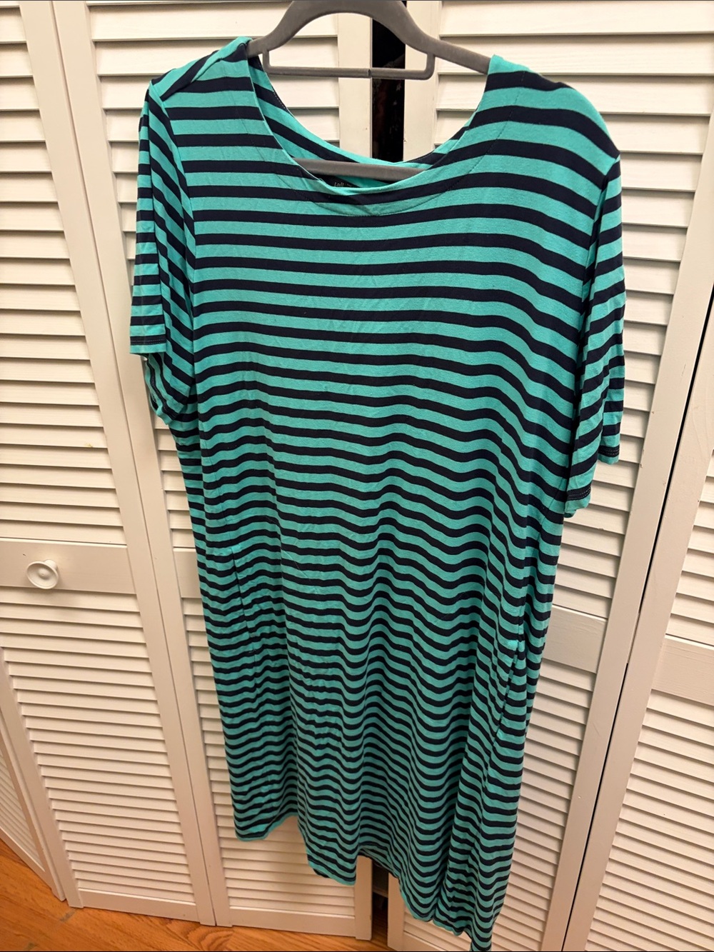 J. Jill Teal and Black Striped Midi Dress